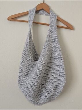 Light Gray Crochet Shoulder Bag